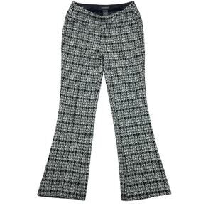 Liverpool LA Pearl Flare Pants Womens Sz L Pull On Soft Houndstooth Black Gray